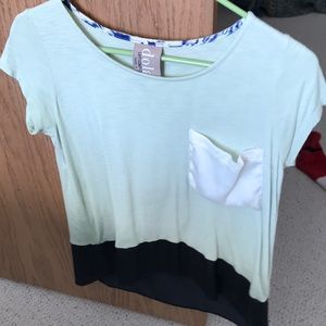 Green and navy blue blouse